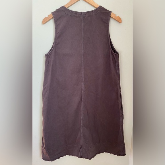 Gap Gray V-neck Khaki A-line Oversized Smock Dress with Pockets Size M Gorpcore - Picture 5 of 11